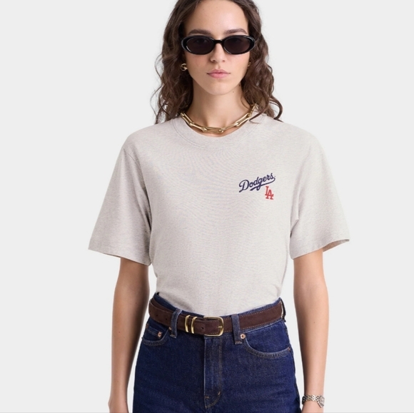 Sporty & Rich Dodgers Serif Tee In Heather Grey S NWT - Picture 3 of 15